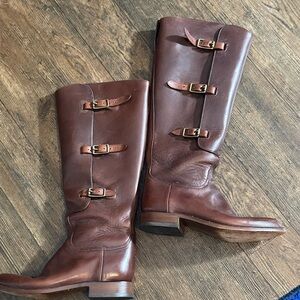 Lucchese Chestnut Brown Equestrian Riding Buckle Boots 8.5